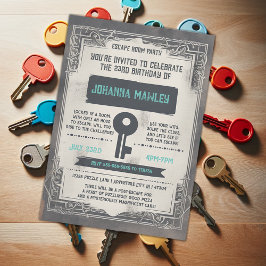 Convite de aniversário de Chave da Sala de Escape 