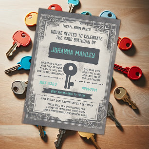 Convite de aniversário de Chave da Sala de Escape 
