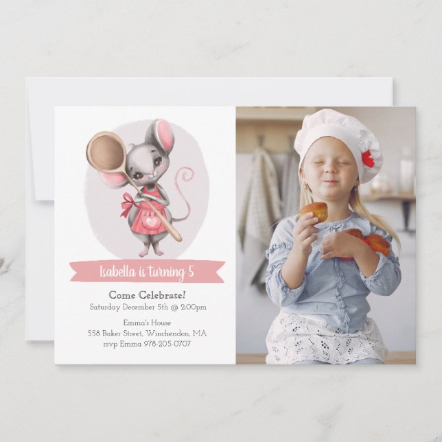 Convite de aniversário de chef animal (Frente)