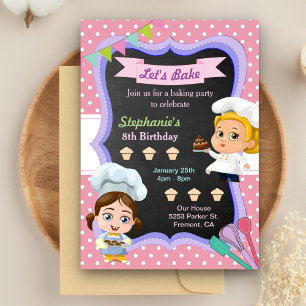 Convite de Aniversário de Chef de Meninas Fofas pa