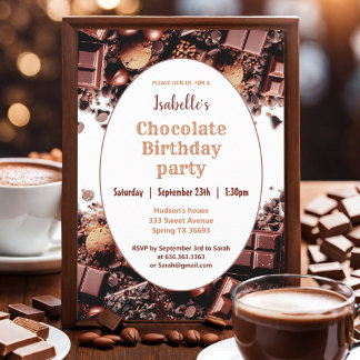 Convite de aniversário de chocolate