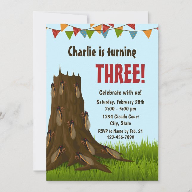 Convite de Aniversário de Cicada (Frente)