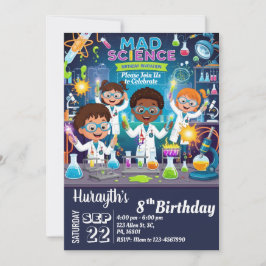 Convite de aniversário de ciência louca para Menin