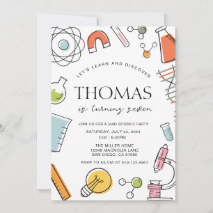 Convite de aniversário de Ciências - Mad Science