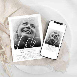 Convite de Aniversário de Cinquenta Anos com Foto 