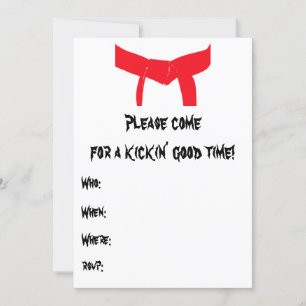 Convite de aniversário de Cinturão Vermelho de Art