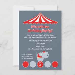 Convite de aniversário de circo/carnaval