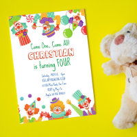 Convite de aniversário de circo de palhaço