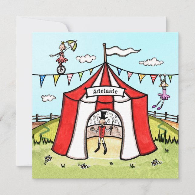 Convite de aniversário de Circo Personalizado (Frente)