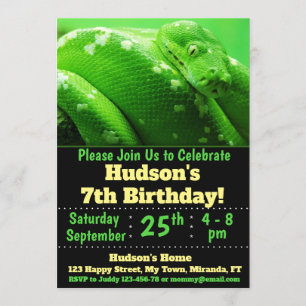convite de aniversário de cobra