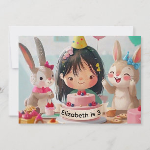 Convite de Aniversário de Coelhinho Fofo para Meni