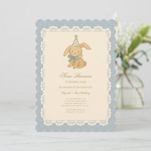 Convite de Aniversário de Coelhinho Fofo Vintage