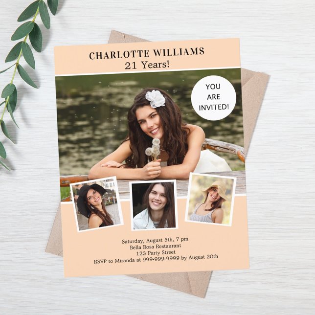 Convite de aniversário de colagem de fotos de pêss (Criador carregado)