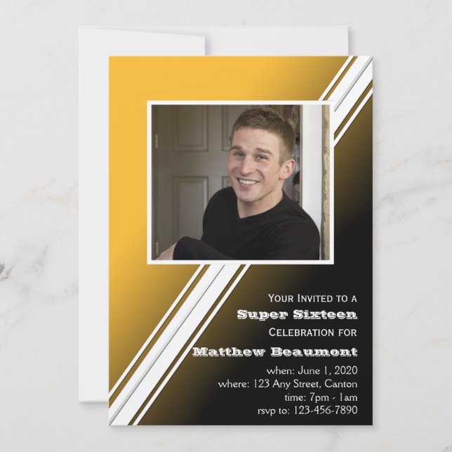 Convite de aniversário de competência Dourado (Frente)