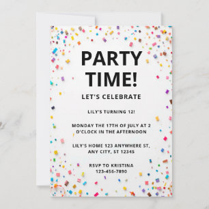Convite de aniversário de Confetes Coloridos Editá