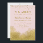 Convite de Aniversário de Confetti, Dourado, Rosa<br><div class="desc">Um convite elegante de aniversário cor-de-rosa e dourado com poeira dourada confetti no topo e ouro no fundo.</div>