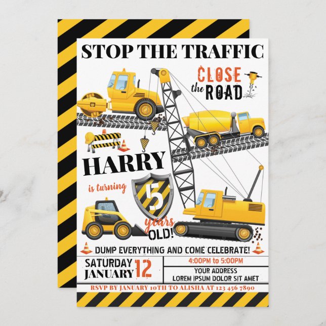 Convite de aniversário de construção (Frente/Verso)