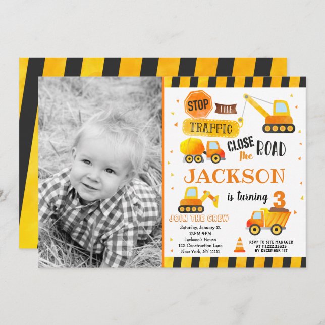 Convite de Aniversário de Construção (Frente/Verso)