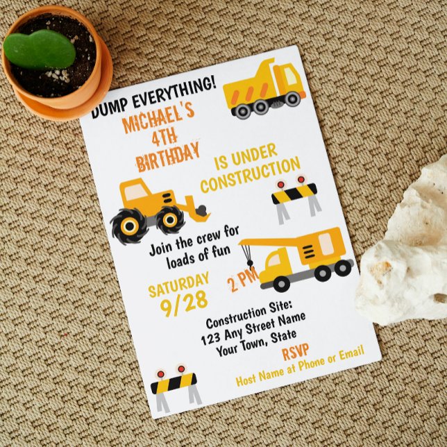 Convite de aniversário de construção (Criador carregado)