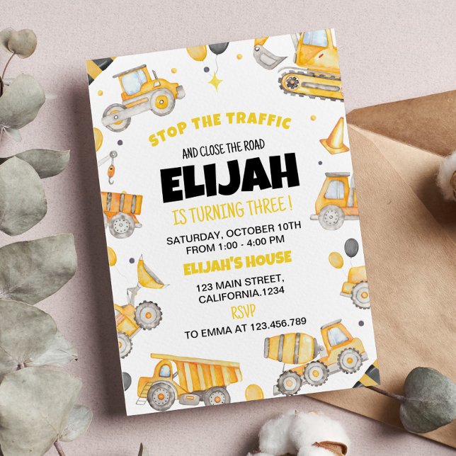 Convite de aniversário de construção (Criador carregado)