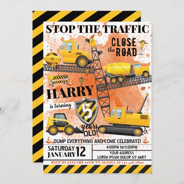 Convite de aniversário de construção (Frente/Verso)