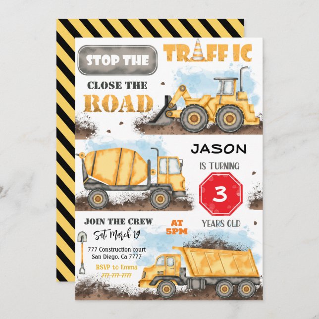 Convite de aniversário de construção (Frente/Verso)