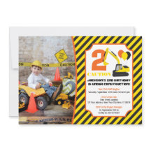 Convite de aniversário de construção com foto