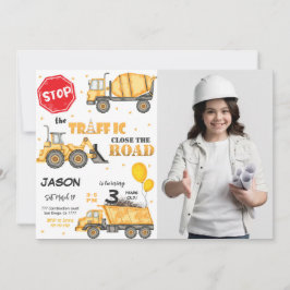 Convite de aniversário de construção com foto