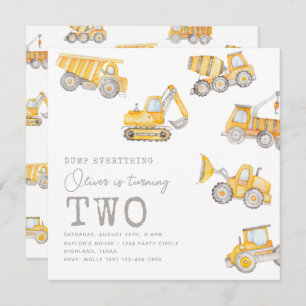 Convite de aniversário de construção Construção