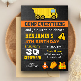 Convite de aniversário de Construção de Caminhão