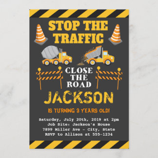 Convite de aniversário de Construção de Meninos