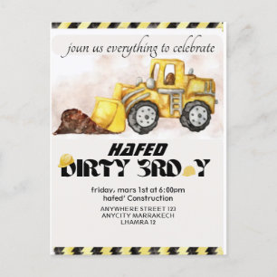 Convite de Aniversário de Construção Editável Dump