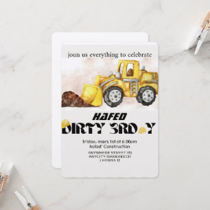 Convite de Aniversário de Construção Editável Lixo
