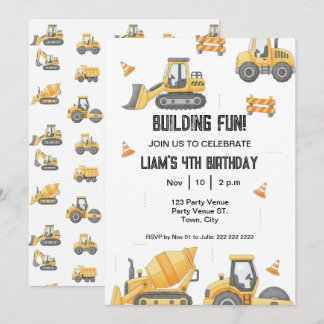 Convite de Aniversário de Construção - Festa de 1º