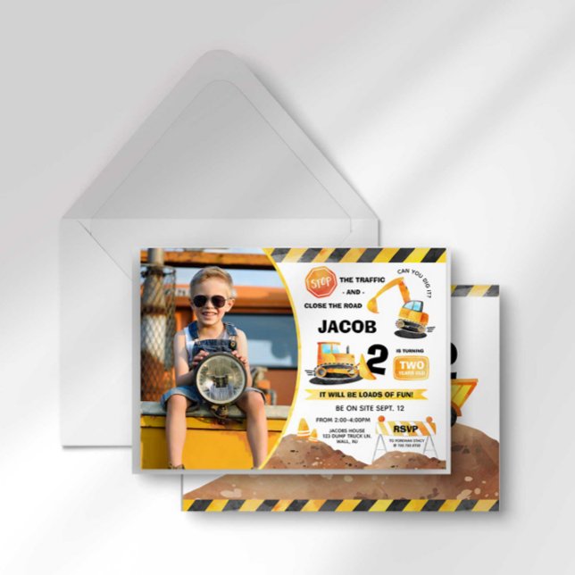 Convite de Aniversário de Construção Foto Qualquer (Criador carregado)