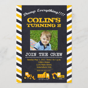 Convite de aniversário de Construção Vintage