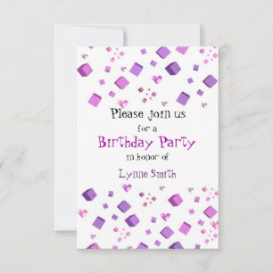 Convite de Aniversário de Corações e Cubos