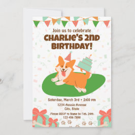 Convite de aniversário de Corgi