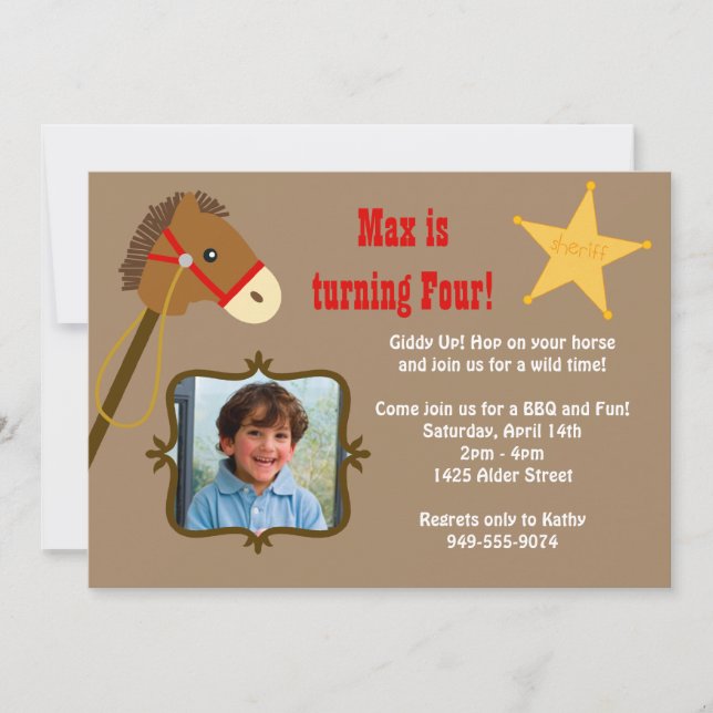 Convite de aniversário de cowboy (Frente)