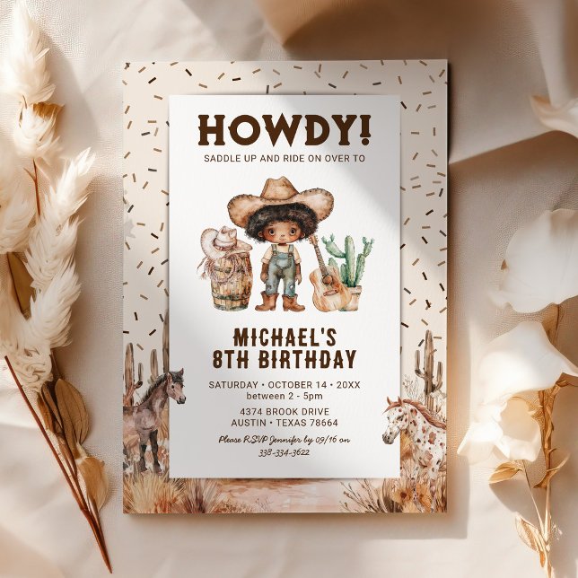 Convite de Aniversário de Cowboy do Oeste Selvagem (Criador carregado)