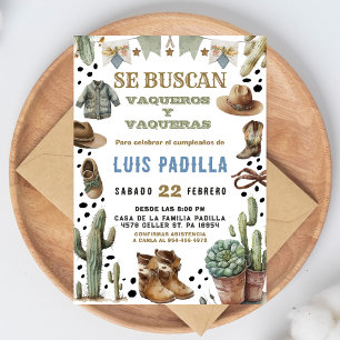 Convite de Aniversário de Cowboy em Espanhol Convi