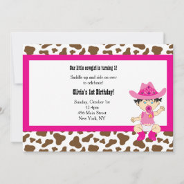 Convite de aniversário de Cowgirl (Asiática)