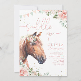 Convite de Aniversário de Cowgirl Montar Cavalos