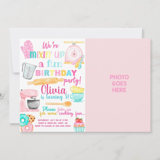 Convite de aniversário de cozinhar/assado para gar (Frente)