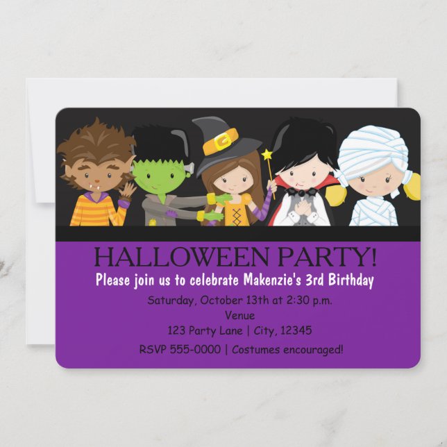 Convite de Aniversário de Criança Fantasia de Hall (Frente)