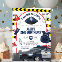 Convite de aniversário de criança policial