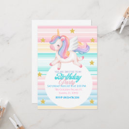 Convite de Aniversário de criança Unicorn