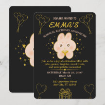 Convite de Aniversário de Crianças Bunny Editável