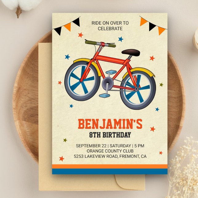 Convite de Aniversário de Crianças com Bicicleta F (Criador carregado)