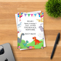 Convite de Aniversário de Crianças com Dinossauro 